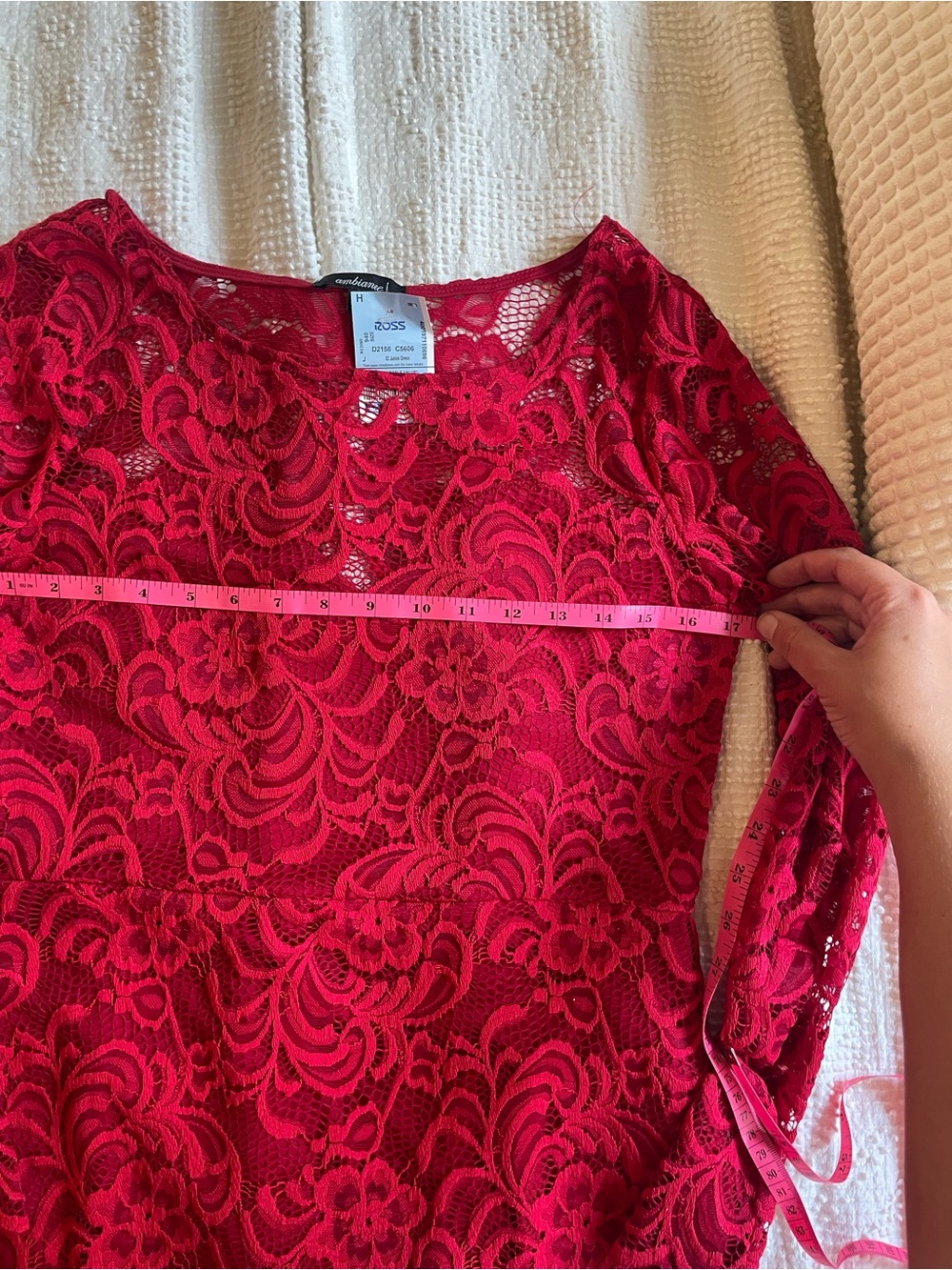 Homecoming Ambiance Red Lace Long Sleeve Sheath Dress - Picture 6 of 7
